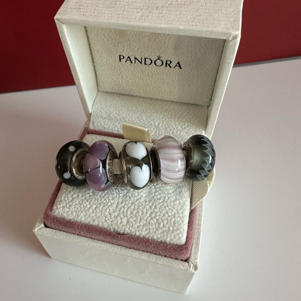 Pandora Women's 5 Murano glass charms - Picture 1 of 4